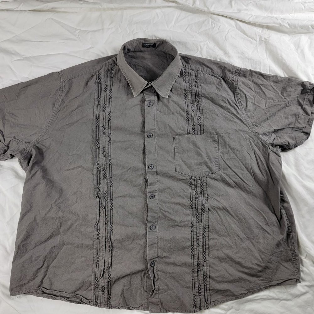 Coofandy Mens 3XL Gray Button Shirt Short Sleeve Casual Comfort Outdoors